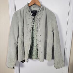 Brandon Thomas Green Suede Leather Jacket Sz L Ren Faire Steampunk Victorian